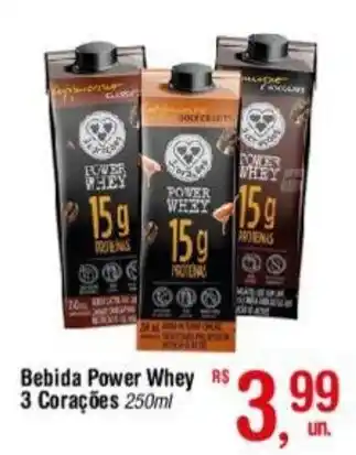 Fort Atacadista Bebida Power Whey 3 Corações 250ml oferta