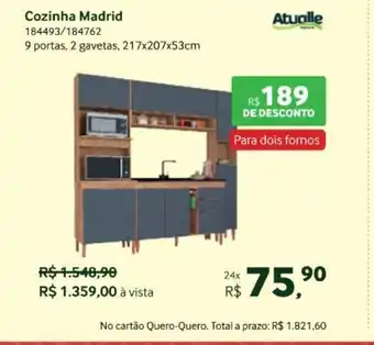 Quero Quero Atualle Cozinha Madrid 9 portas, 2 gavetas, 217x207x53cm oferta