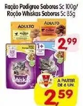 Cercadão Ração Pedigree Sabores Sc 100g/ Ração Whiskas Sabores Sc 85g oferta