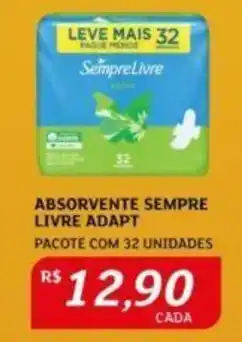 Assaí Atacadista ABSORVENTE SEMPRE LIVRE ADAPT PACOTE COM 32 UNIDADES oferta