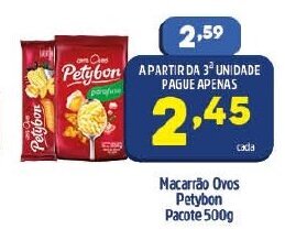Arena Atacado Macarrao Ovos Petybon Pacote 500g oferta