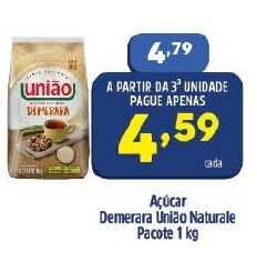 Arena Atacado Acucar Demerara uniao Naturale pacote 1kg oferta