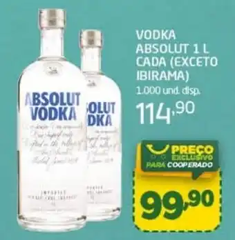 Cooper VODKA ABSOLUT 1 L CADA (EXCETO IBIRAMA) oferta