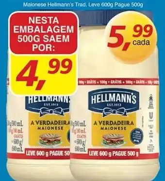 Supermercados Guanabara Maionese Hellmann's Trad. Leve 600g pague 500g oferta