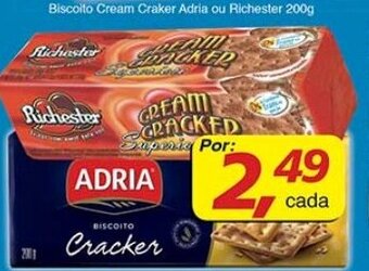 Supermercados Guanabara Biscoito Cream Cracker Adria ou Richester 200g oferta