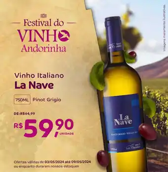 Andorinha Hipermercado Vinho Italiano La Nave 750ML Pinot Grigio oferta