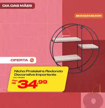 Casa e Vídeo Nicho Prateleira Redondo Decorativa Imporiente oferta