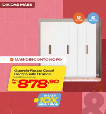 Casa e Vídeo Guarda-Roupa Casal Bartira Ville Branco oferta