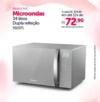 Lojas Pintos PANASONIC Microondas 34 litros Dupla refeição oferta