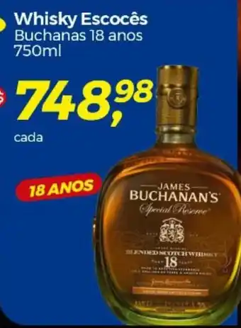 Frangolândia Whisky Escocês Buchanas 18 anos 750ml oferta