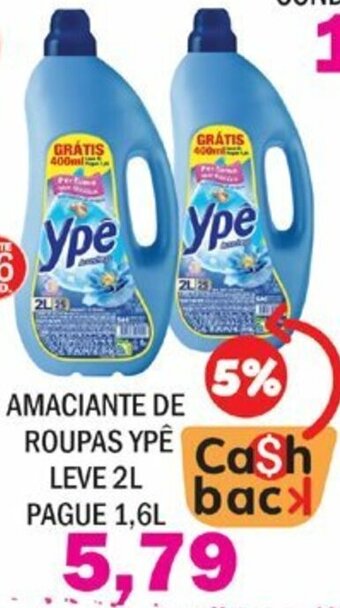 Supermercados Mendonça Amaciante de roupas Ype Leve 2L Pague 1.6L oferta
