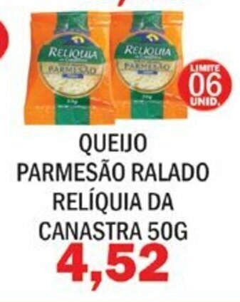 Supermercados Mendonça Queijo Parmesao Ralado Reliquia da Canastra 50g oferta
