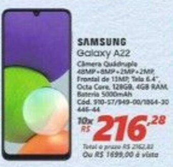 Lojas Becker Samsung Galaxy A22 oferta