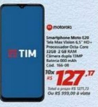 Lojas Becker Smartphone Moto E20 oferta