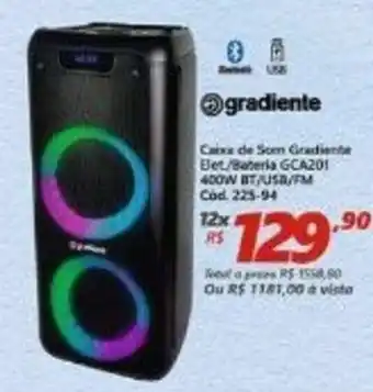 Lojas Becker Caixa de Som Gradiente Elet./ Bateria oferta