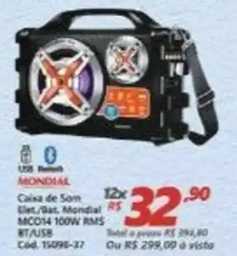 Caixa de Som Elet./Bat, Mondial