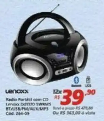radio Portatil com CD Lenoxx