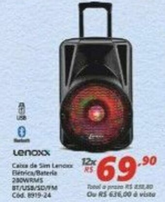 Lojas Becker Caixa de Som Lenoxx Elet/Bateria oferta