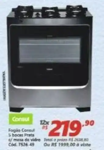 Lojas Becker Fogao Consul 5 Bocas Prata oferta