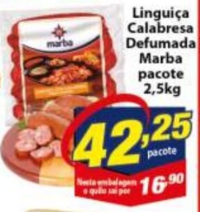 Vencedor Atacadista Linguica Calabresa Defumada Marba pacote 2.5kg oferta