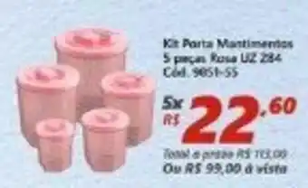 Lojas Becker Kit Porta Mantimentos 5 Pecas Rosa UZ 284 oferta
