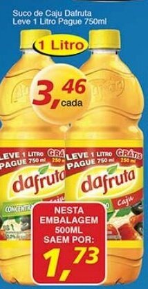 Supermercados Guanabara Suco de Caju Dafruta leve 1L pague 750ml oferta