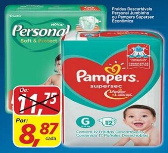 Supermercados Guanabara Fraldas Descartaveis Personal Jumbinho ou Pampers Supersec Economica oferta