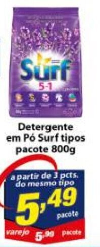Detergente em po Surf tipos pacote 800g