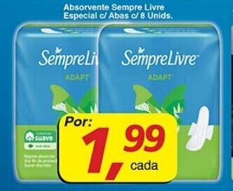 Supermercados Guanabara Absorvente Sempre Livre Especial c/ abas c/8 unids. oferta