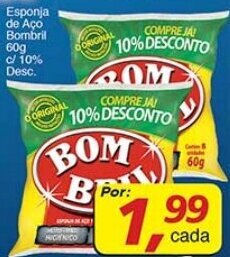 Supermercados Guanabara Esponja de Aco Bombril 60g c/10% Desc. oferta