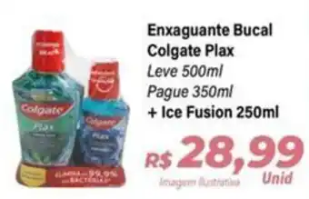 Hiper Moreira Enxaguante Bucal Colgate Plax Leve 500ml Pague 350ml oferta