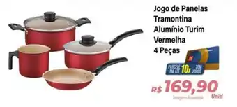 Jogo de Panelas Tramontina Alumínio Turim Vermelha 4 Peças