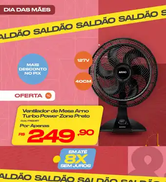 Casa e Vídeo Ventilador de Mesa Arno Turbo Power Zone Preto oferta