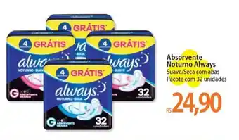 Atacadão Absorvente Noturno Always Suave/Seca com abas Pacote com 32 unidades oferta