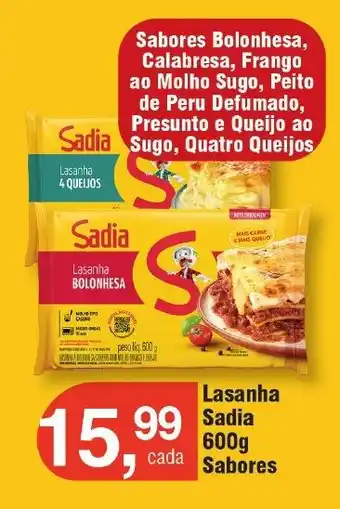 Royal Supermercados Lasanha Sadia 600g Sabores oferta