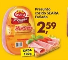 Supermercados Nori Presunto cozido Seara Fatiado 100g oferta