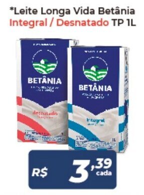 Atakarejo Leite Longa Vida Betania Integral/ Desnatada TP 1L oferta