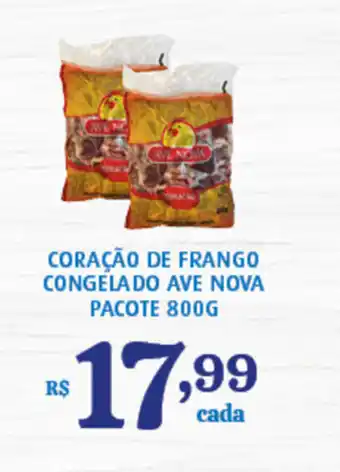 Coracao de frango Congelado Ave Nova pacote 800g