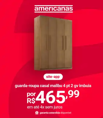 Lojas Americanas guarda-roupa casal malibu 4 pt 2 gv imbuia oferta