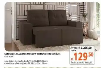 Deltasul Estofado 3 Lugares Moscow Retratil e Reclinavel oferta