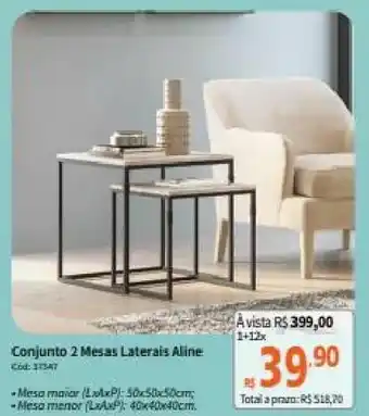 Deltasul Conjunto 2 Mesas Laterais Aline oferta