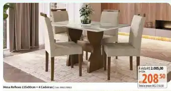 Deltasul Mesa Reflexo 135x90cm + 4 cadeiras oferta