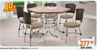 Deltasul Mesa Luxo 140x120cm + 6 Cadeiras oferta