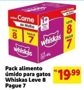 Pack alimento úmido para gatos Whiskas Leve 8 Pague 7