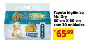 Extra Supermercado Tapete higiênico Mr. Dry 60 cm X 60 cm com 30 unidades oferta