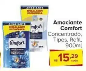 Carrefour Amaciante Comfort Concentrado, Tipos, Refil, 900ml oferta