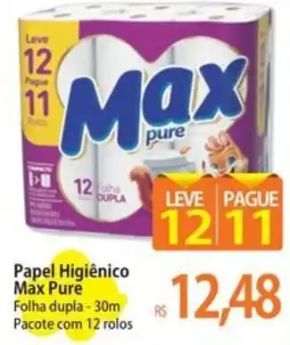 Atacadão Papel Higiênico Max Pure Folha dupla - 30m Pacote com 12 rolos oferta