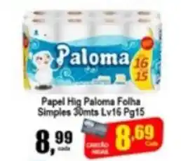 Higa's Supermercado Papel Higiénico Paloma Folha Simples oferta