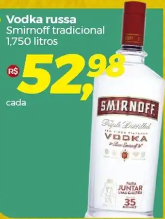 Frangolândia Vodka russa Smirnoff tradicional 1,750 litros oferta