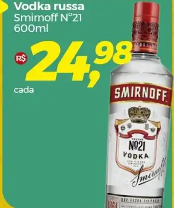 Frangolândia Vodka russa Smirnoff N°21 600ml oferta